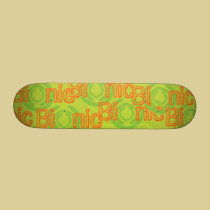 Green and Orange Bionic Design skateboards by TeeShirtsTShirts Green and Orange Bionic Design skateboards