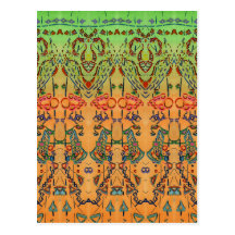 Green and Orange Musical Abstract Postcards