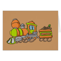 Green and Orange Train T-shirts and Gifts Card