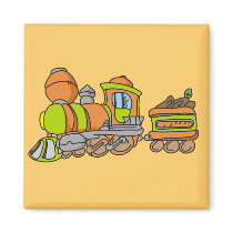Green and Orange Train T-shirts and Gifts Refrigerator Magnets
