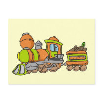 Green and Orange Train T-shirts and Gifts Post Card