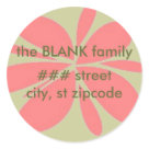 round_sticker - green and peach return address label - personalize