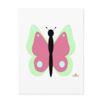 Green And Pink Butterfly postcards