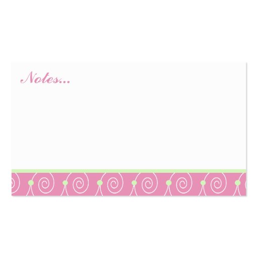 Green and Pink Calling Cards Business Card Templates (back side)