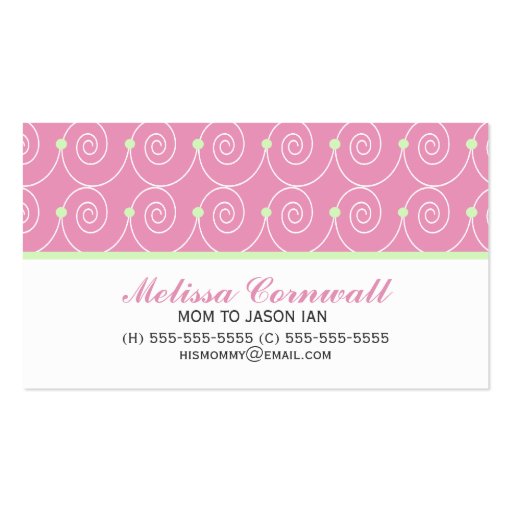 Green and Pink Calling Cards Business Card Templates