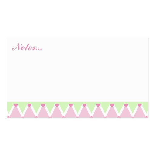 Green and Pink Diamonds Pattern Mommy Cards Business Cards (back side)