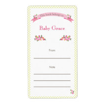 Green and Pink Floral Bookplate Personalized Shipping Labels