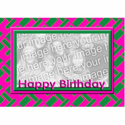 Add your own photo to this pink and green Happy Birthday Photo frame photo 