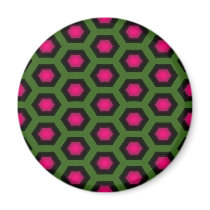 Green and Pink  Honeycomb Pattern Magnet magnets
