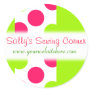 Green and Pink Polkadots Business Name Sticker