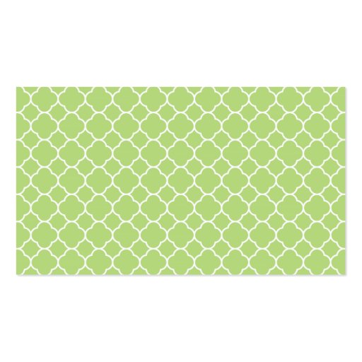 Green and Pink Quatrefoil Pattern with Monogram Business Card Template (back side)