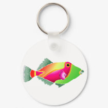 Green and Pink Tropical Fiish keychains