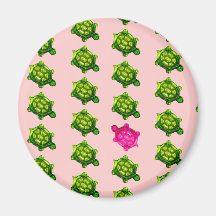 Green and Pink Turtle Pattern Fridge Magnets