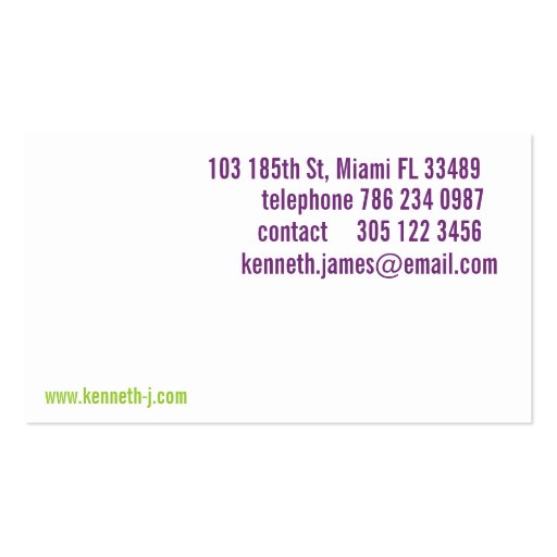 Green and Purple Business Card (back side)