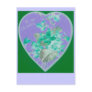 Green and PUrple Flowers in Heart Postcards
