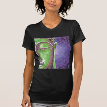Green and Purple Mosaic Buddha Face T Shirt