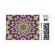 Green and purple optical illusion postage
