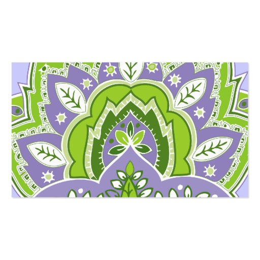 Green and Purple Paisley Profile Card Business Cards (back side)