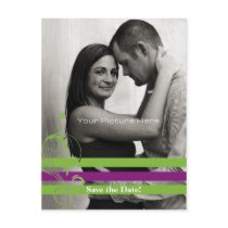 Green and Purple Photo Card Save The Date Postcard