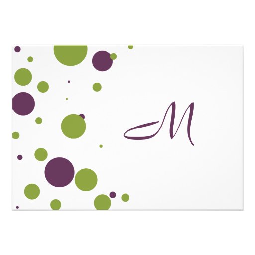 Green and Purple Polka Dot Wedding Invitation
