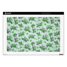 Green and purple retro floral pattern. 17" laptop decal