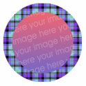 green and purples tartan plaid frame photo sculptures