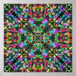 Green and Rainbow Mandala Pattern Print
