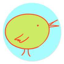 Green and Red Bird on Blue stickers