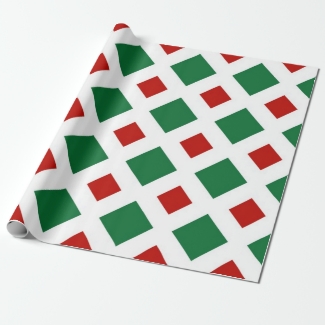 Green and Red Diamonds on White gift wrap