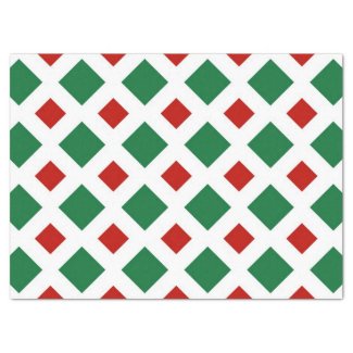 Green and Red Diamonds on White Tissue Paper 17" X 23" Tissue Paper