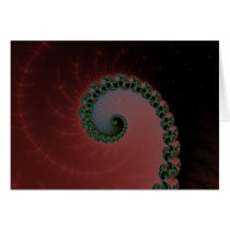 Green and Red Futuristic Fractal Spirals Swirls Greeting Cards
