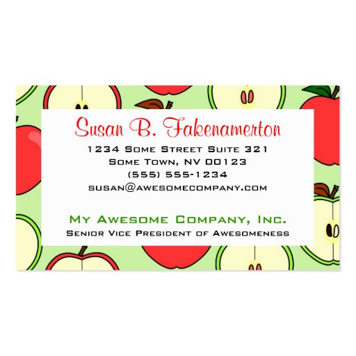 Green and Red Half Apple Print Business Card Templates