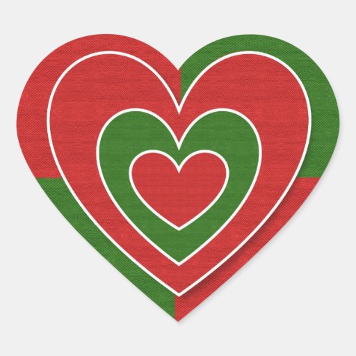 Green and Red Heart Sticker Zazzle
