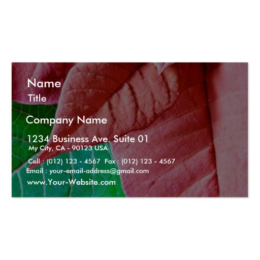 Green And Red Leaves Business Card Template (front side)