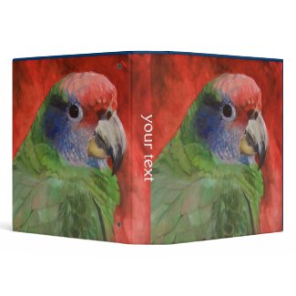 Green and Red Parrot Portrait Animal Art Vinyl Binder