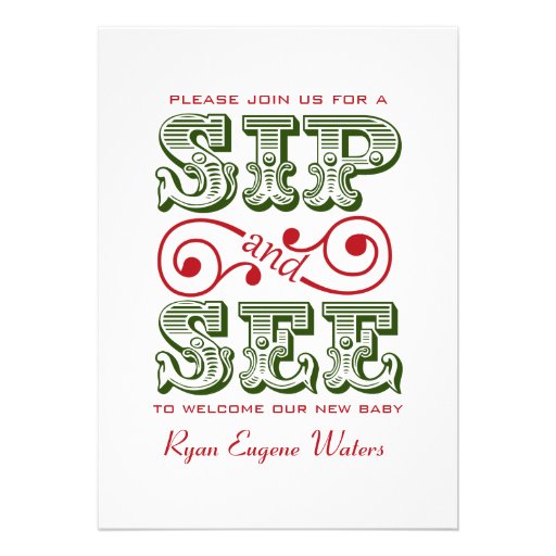 Green And Red Sip And See Visit Our New Baby Custom Invites
