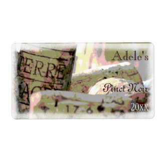 Green and Red Toned Wine Corks Wine Bottle Labels
