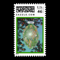 Green and Silver Glass Bulb postage