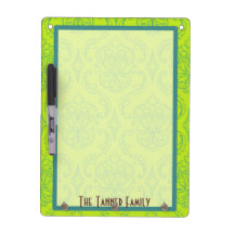 Green and Teal Damask Dry Erase Board