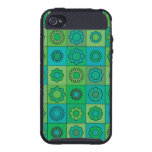 Green and Turquoise Hippie Flower Pattern Cover For iPhone 4