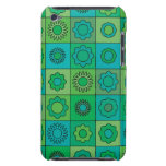 Green and Turquoise Hippie Flower Pattern Barely There iPod Covers