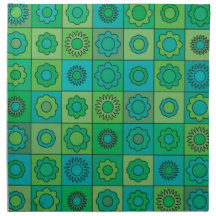 Green and Turquoise Hippie Flower Pattern Napkin