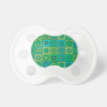 Green and Turquoise Hippie Flower Pattern Baby Pacifiers