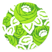 Green and White Art Deco Flower sticker