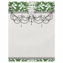 green and white bird damask pattern flyer design