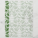 green and white bird damask pattern
