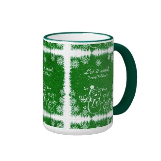 Green And White Chalk Snowman-Let It Snow Ringer Coffee Mug