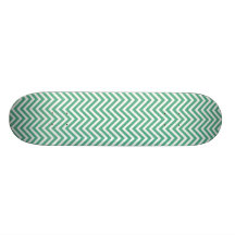 Green and white chevron pattern skateboard deck