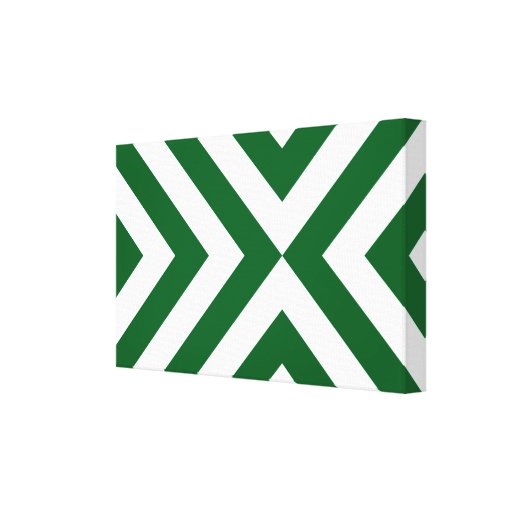 Green and White Chevrons Gallery Wrapped Canvas