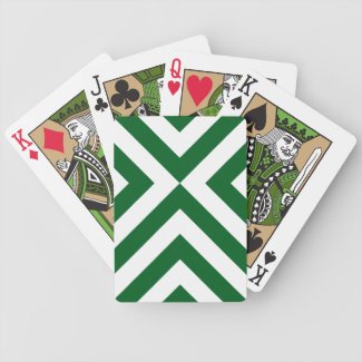Green and White Chevrons Playing Cards